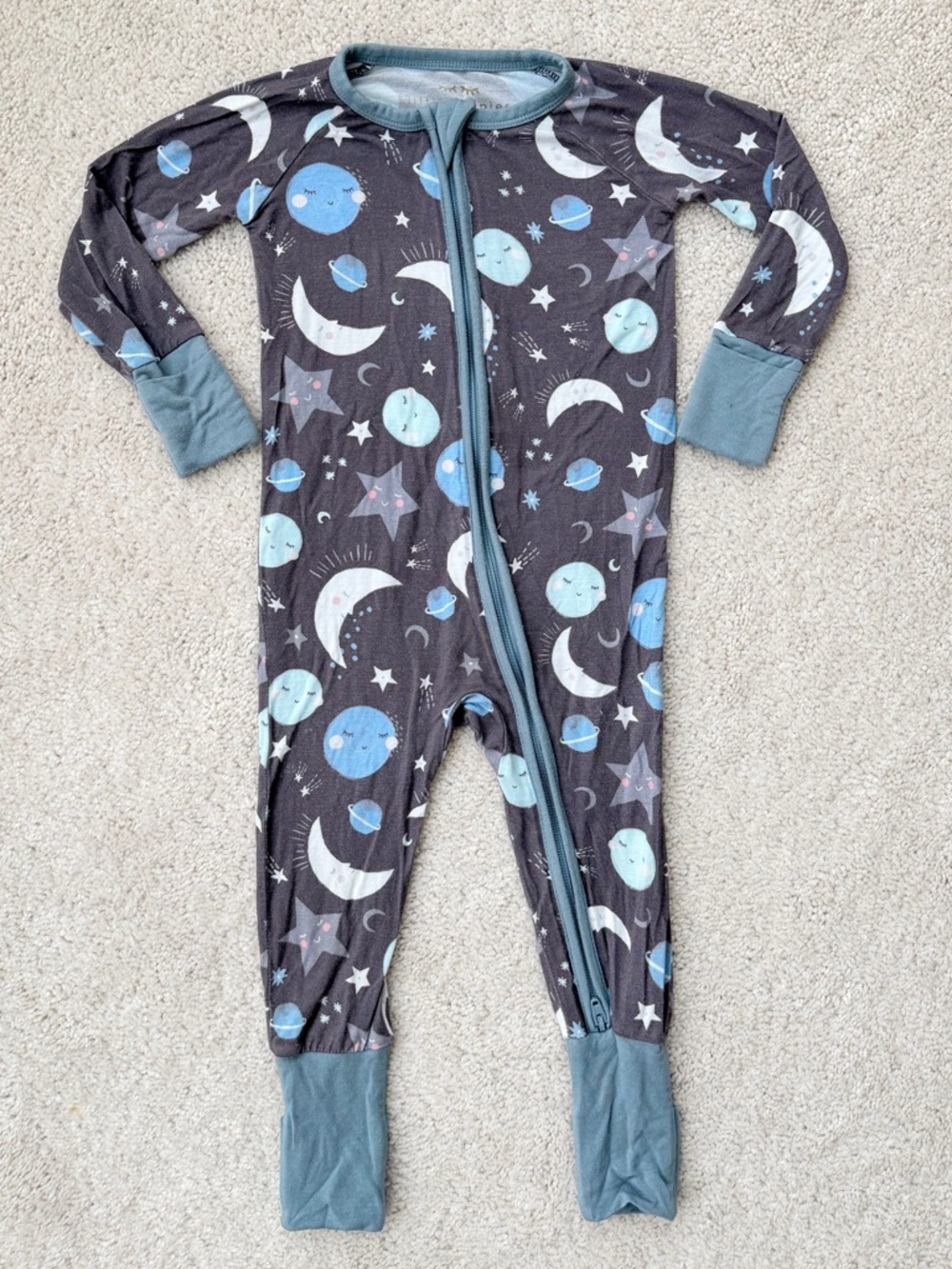 Little Sleepies Gray Moon & Blue Planet Footie